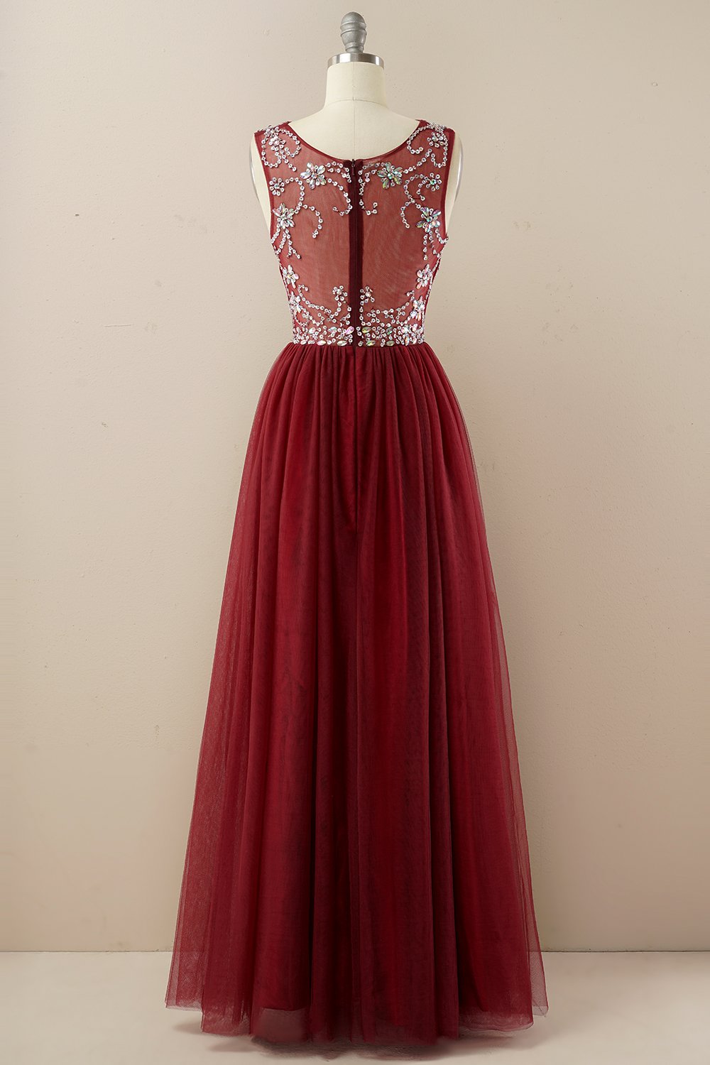 Beading Tulle Long Ball Dress