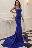 Black Strapless Sweetheart Form-Fitting Mermaid Long Ball Dress