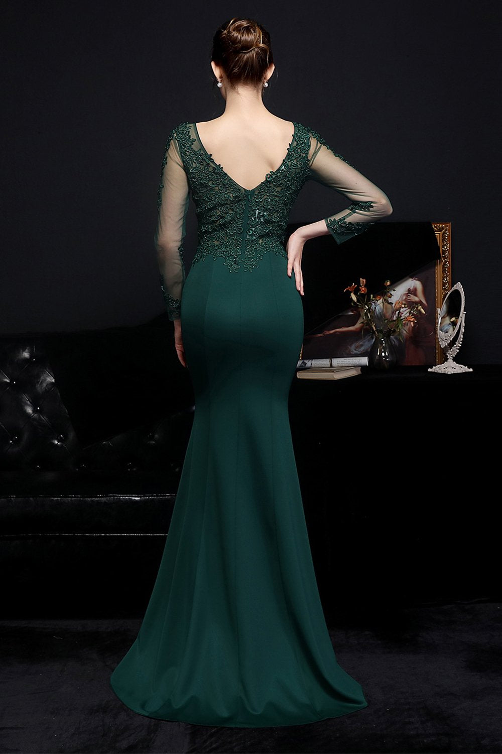 White Applique Mermaid Ball Dress
