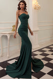 Black Strapless Sweetheart Form-Fitting Mermaid Long Ball Dress