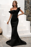 One-Shoulder Mermaid Black Ball Dress