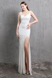 Gold Mermaid Sequin V-Neck Ball Dress