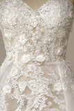 A Line Sweetheart Tulle Wedding Dress with Appliques