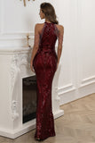 Black Mermaid Floor-Length Sequin Evening Party Ball Dress
