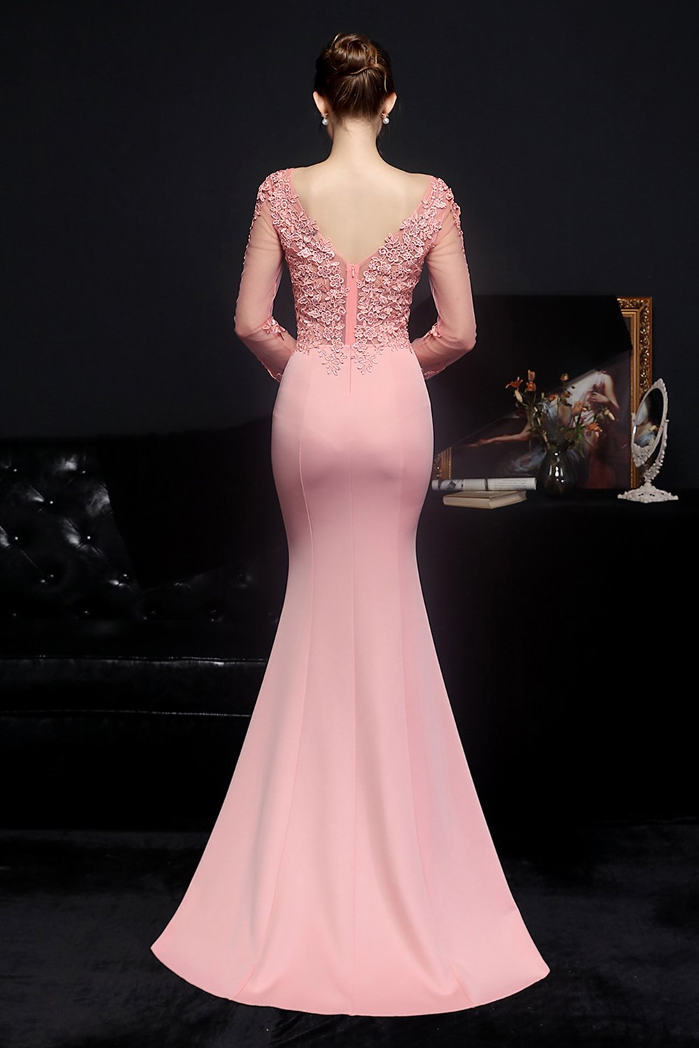 White Applique Mermaid Ball Dress
