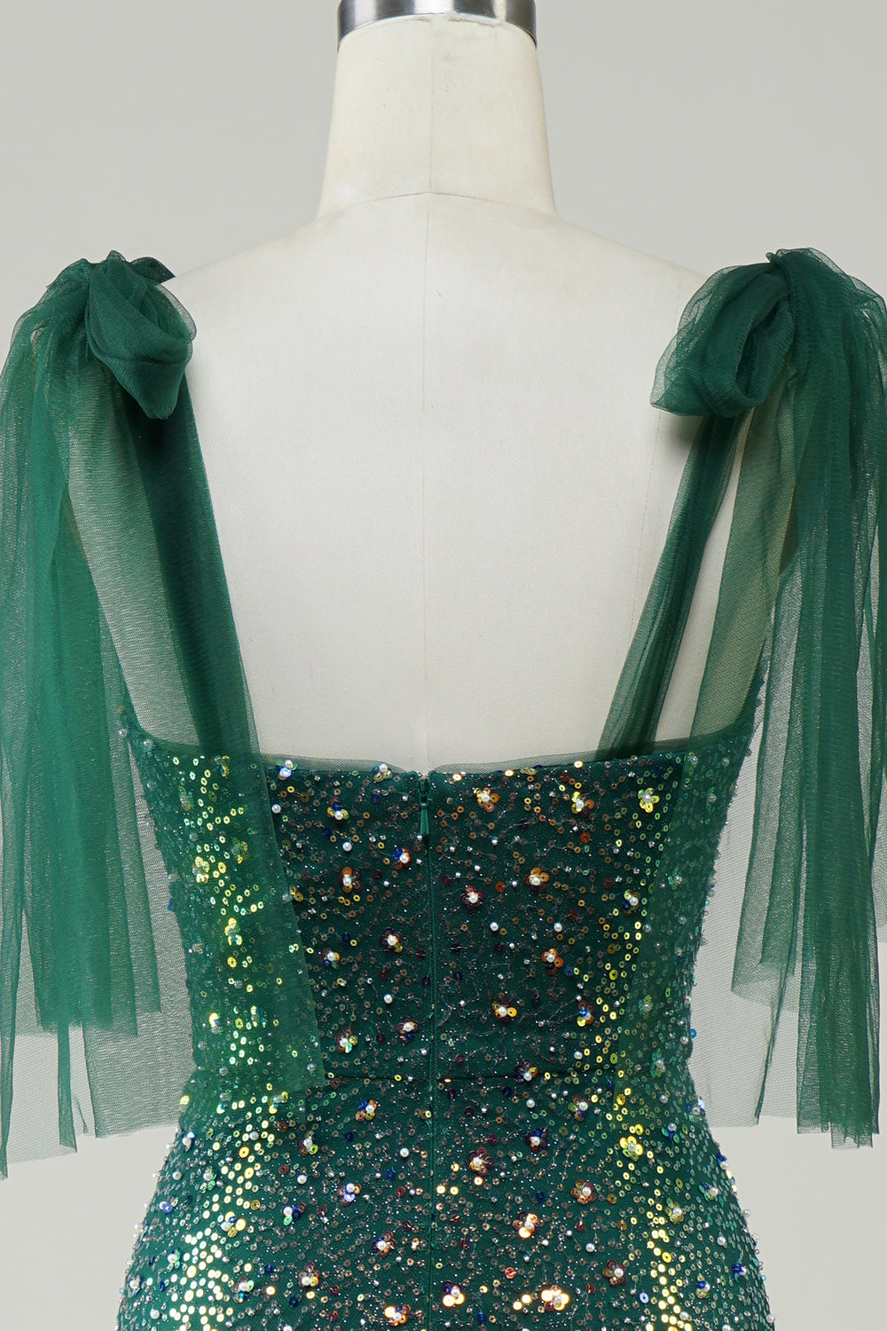 Sparkly Dark Green Mermaid Sequin Long Ball Dress with Slit