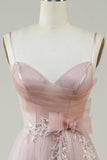 Blush A-Line Corset Long Tulle Ball Dress with Appliques
