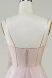 Blush A-Line Corset Long Tulle Ball Dress with Appliques