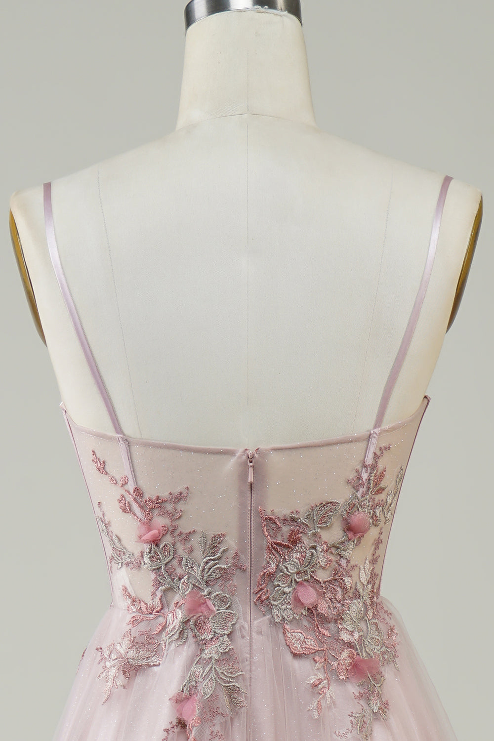 Blush Corset A-Line Long Ball Dress with Flowers