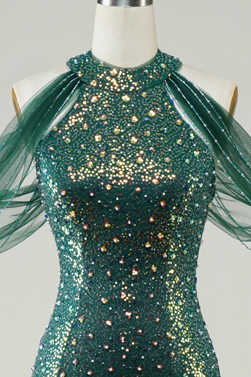 Sparkly Dark Green Sequin Mermaid Long Ball Dress
