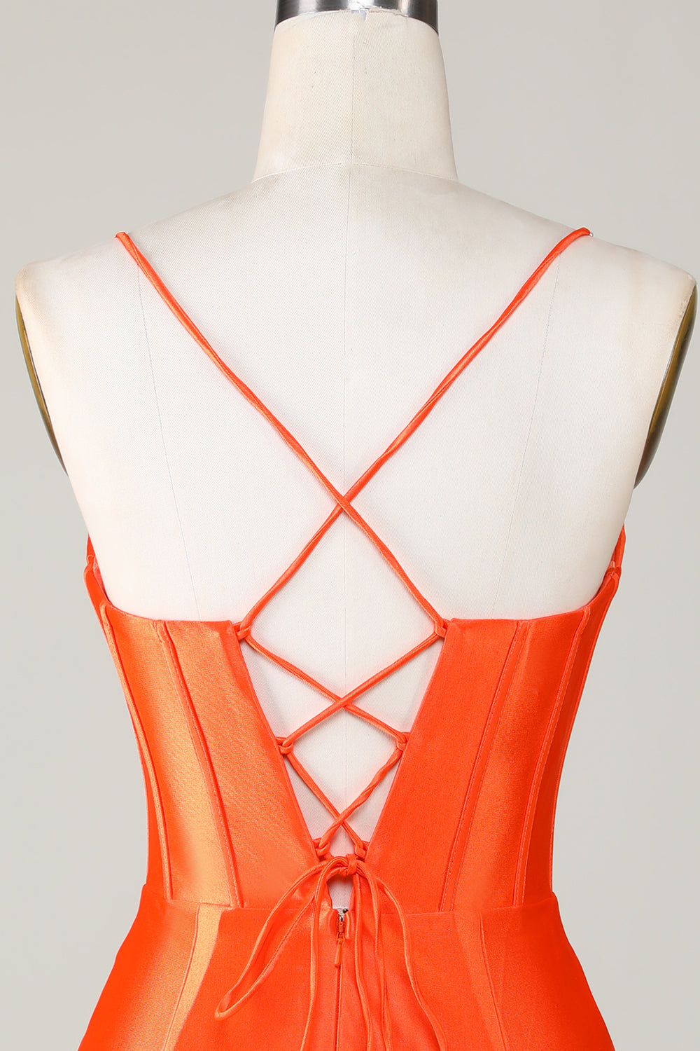 Sparkly Orange Beaded Corset Tight Short Cocktail Dress