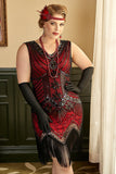 Black 1920s Plus Size Beaded Sequins Flapper Dress