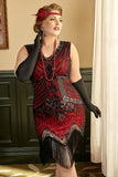 Black 1920s Plus Size Beaded Sequins Flapper Dress