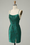 Dark Green Beaded Bodycon Ball Dress With Criss Cross Back
