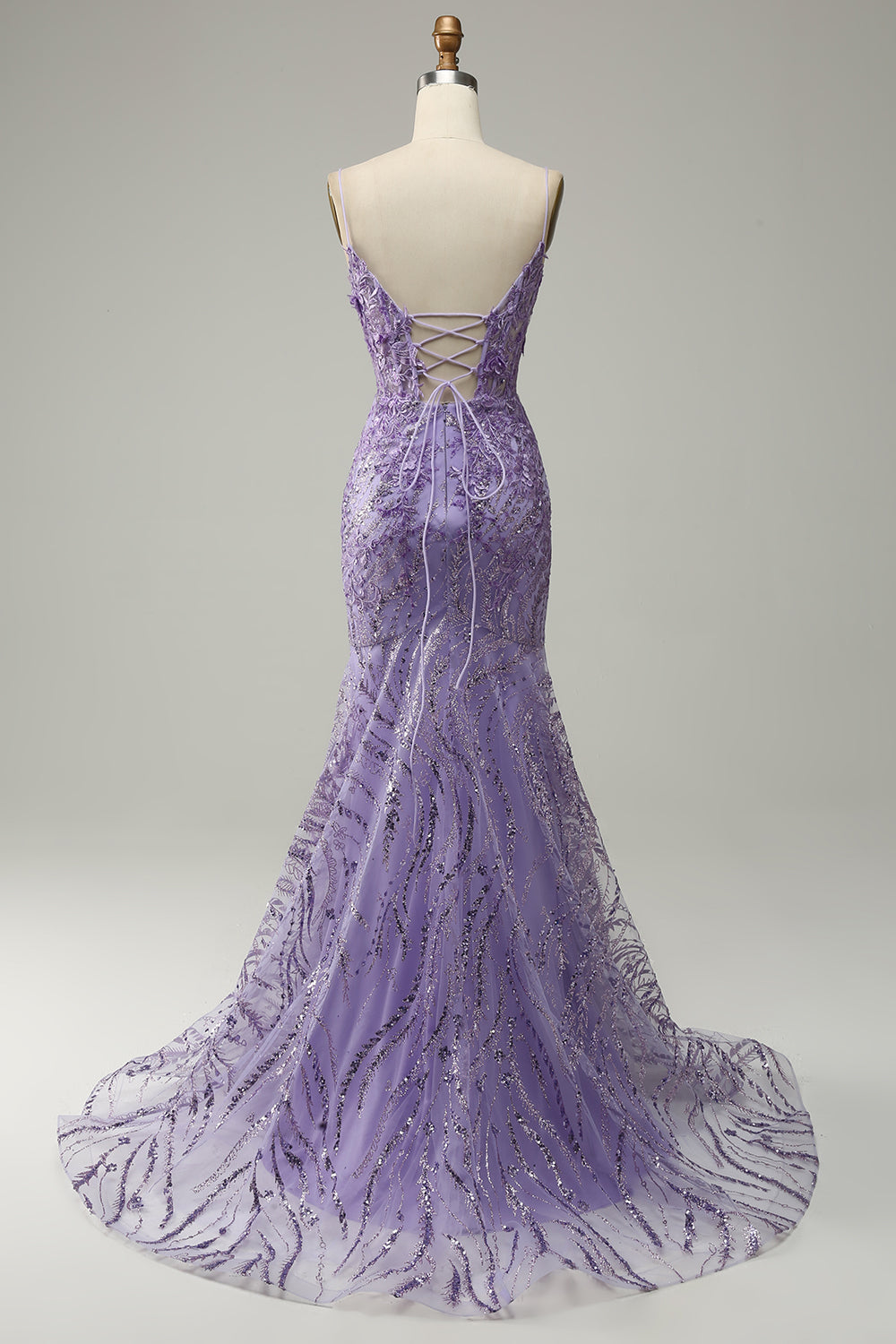 Mermaid Spaghetti Straps Purple Ball Dress with Beading