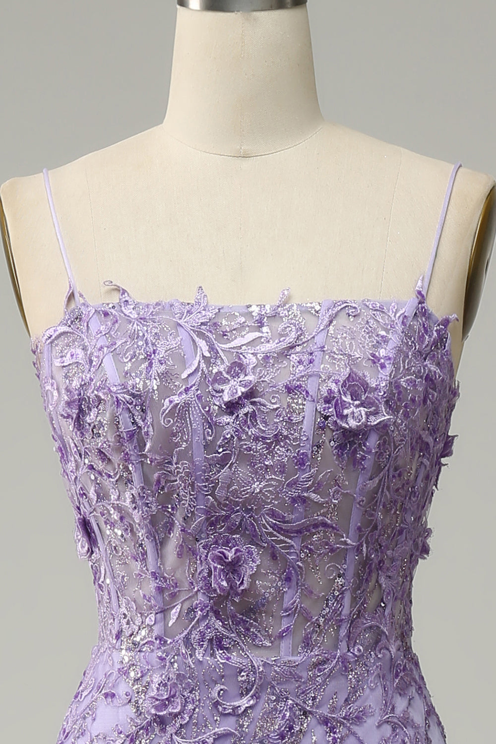 Mermaid Spaghetti Straps Purple Ball Dress with Beading