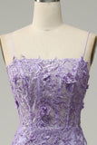 Mermaid Spaghetti Straps Purple Ball Dress with Beading