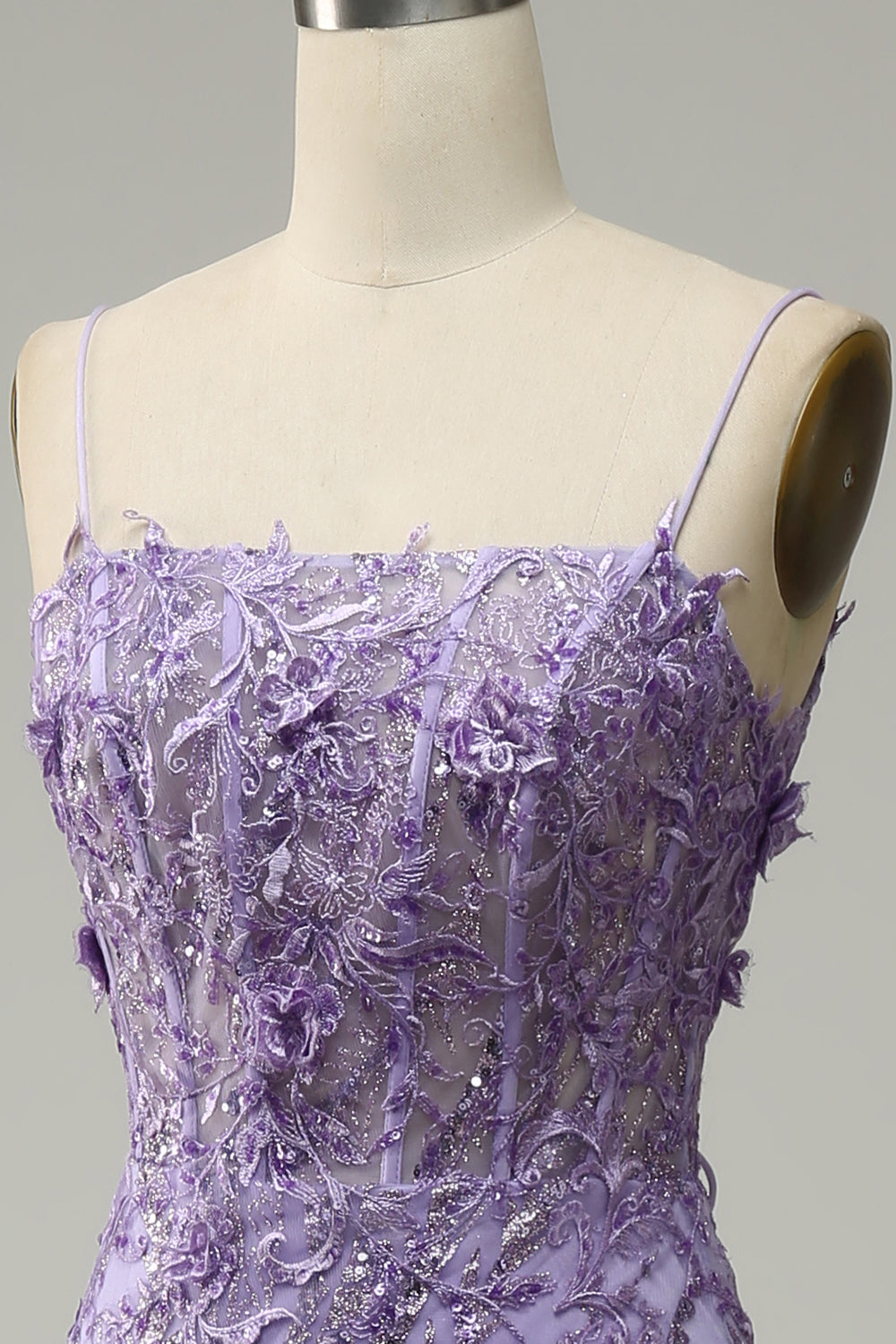 Mermaid Spaghetti Straps Purple Ball Dress with Beading