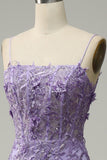 Mermaid Spaghetti Straps Purple Ball Dress with Beading