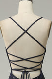 Navy Strapless Sweetheart Beaded Ball Dress with Split