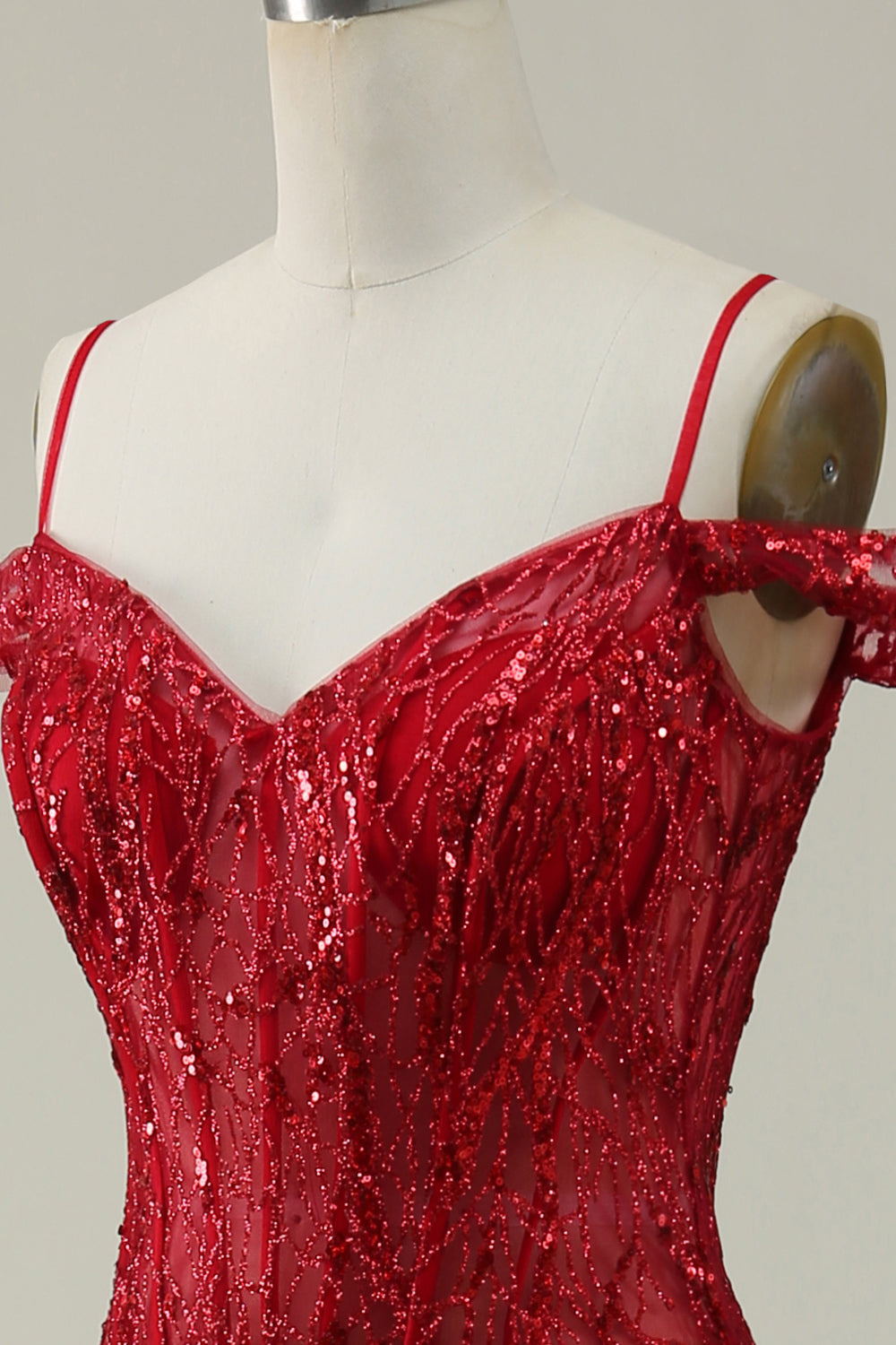 Burgundy Mermaid Cold Shoulder Long Ball Dress