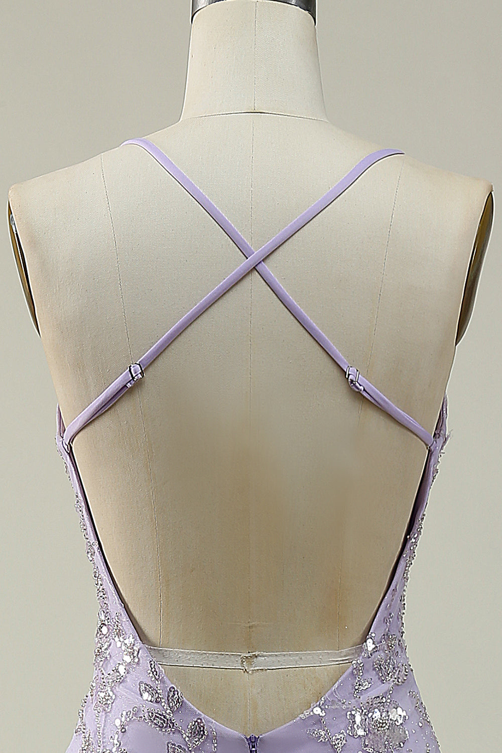 Mermaid Spaghetti Straps Purple Long Ball Dress with Beading