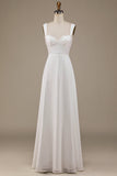 Ivory A Line Scoop Neck Boho Wedding Dress with Lace