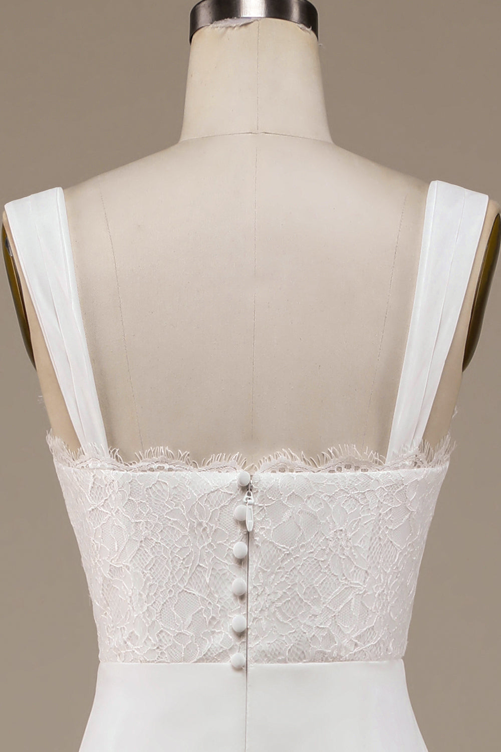 Ivory A Line Scoop Neck Boho Wedding Dress with Lace