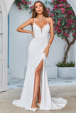 Ivory Mermaid Simple Sweep Train Wedding Dress