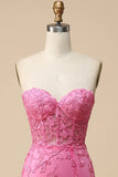 Pink Mermaid  Sweetheart Corset Lace Long Prom Dress