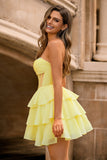 Strapless Corset A Line Green Short Cocktail Dress with Beading