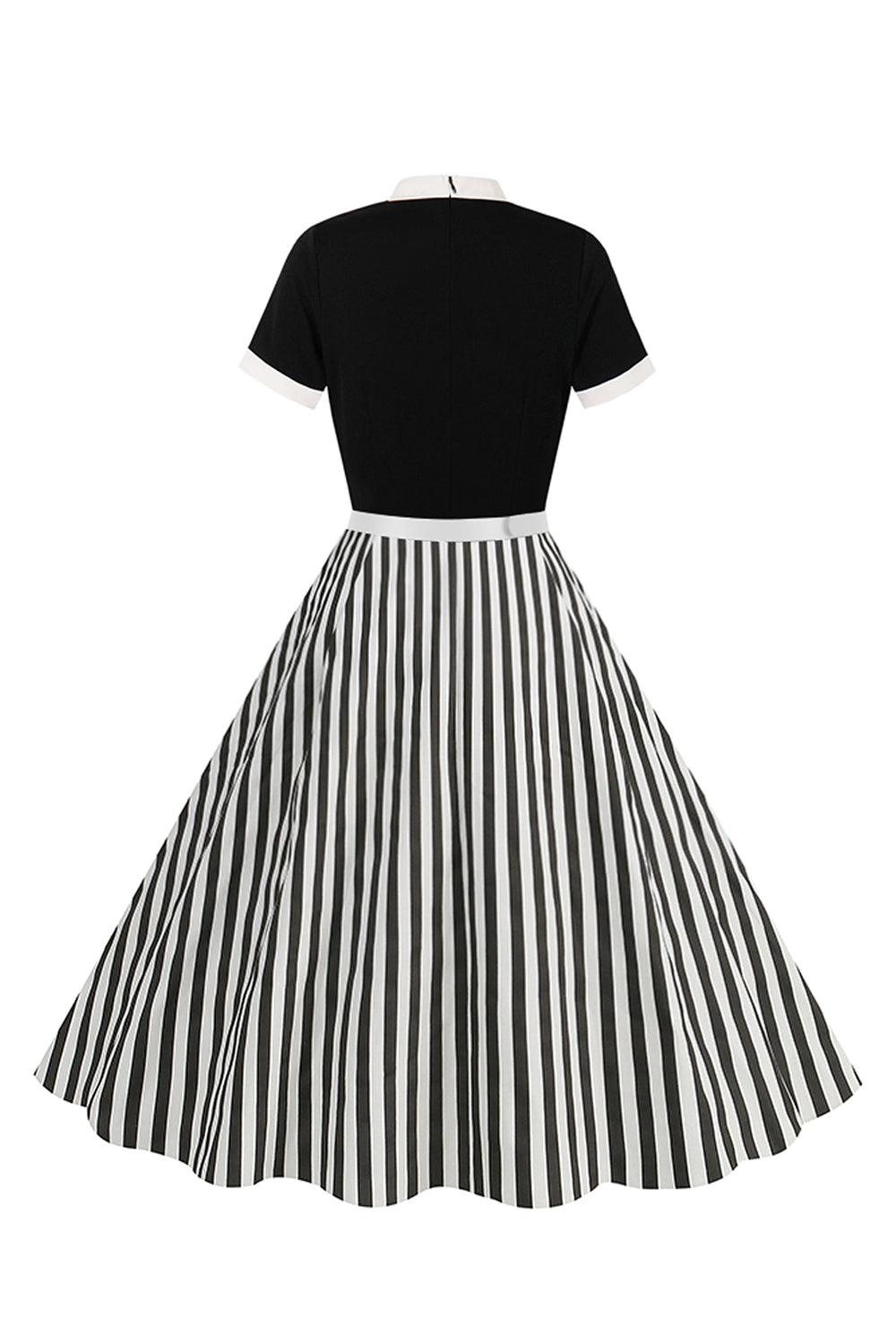 Zapaka Women A Line 1950s Swing Dress with Short Sleeves Black Pinstripe Vintage Dress ZAPAKA NZ Zapaka Women A Line 1950s Swing Dress with Short Sleeves Black Pinstripe Vintage Dress ZAPAKA NZ
