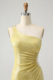 Stylish Yellow Bodycon One Shoulder Short Homecoming Dress with Hollow Out