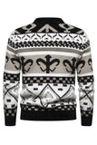 Men's Slim Fit Khaki Pullover Printed Knitted Sweater