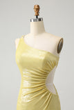 Stylish Yellow Bodycon One Shoulder Short Homecoming Dress with Hollow Out