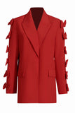 Red Peak Lapel Women Prom Blazer with Bow