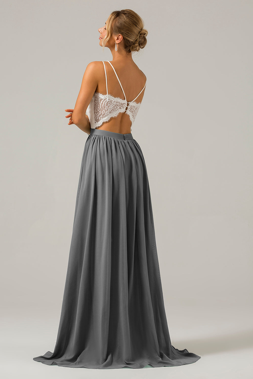 Zapaka Women Royal Blue Boho Chiffon Long Bridesmaid Dress with Lace Open Back Spaghetti Straps Wedding Party Dress ZAPAKA NZ Zapaka Women Royal Blue Boho Chiffon Long Bridesmaid Dress with Lace Open Back Spaghetti Straps Wedding Party Dress ZAPAKA NZ
