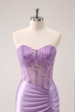 Sparkly Beading Lilac Corset Short Tight Homecoming Dress