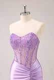 Sparkly Beading Lilac Corset Short Tight Homecoming Dress