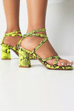 Yellow Chunky Heels Ankle Straps Sandals