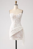 Classy Lace White Short Graduation Dress with Lace-up Back