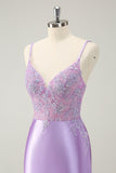 Sparkly Bodycon Lilac Spaghetti Straps Homecoming Dress with Sequins