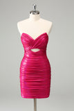 Fuchsia Bodycon Sweetheart Keyhole Short Homecoming Dress