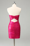 Fuchsia Bodycon Sweetheart Keyhole Short Homecoming Dress