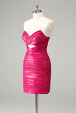 Fuchsia Bodycon Sweetheart Keyhole Short Homecoming Dress