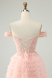 Blush A Line Off The Shoulder Corset Short Tulle Homecoming Dress