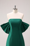 Dark Green Strapless A Line Short Homecoming Dress with Bow