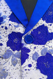 Royal Blue Shawl Lapel Jacquard Men's Prom Blazer