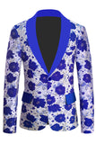 Royal Blue Shawl Lapel Jacquard Men's Prom Blazer