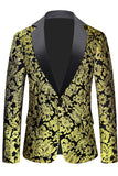 Golden Notched Lapel Jacquard Men's Blazer